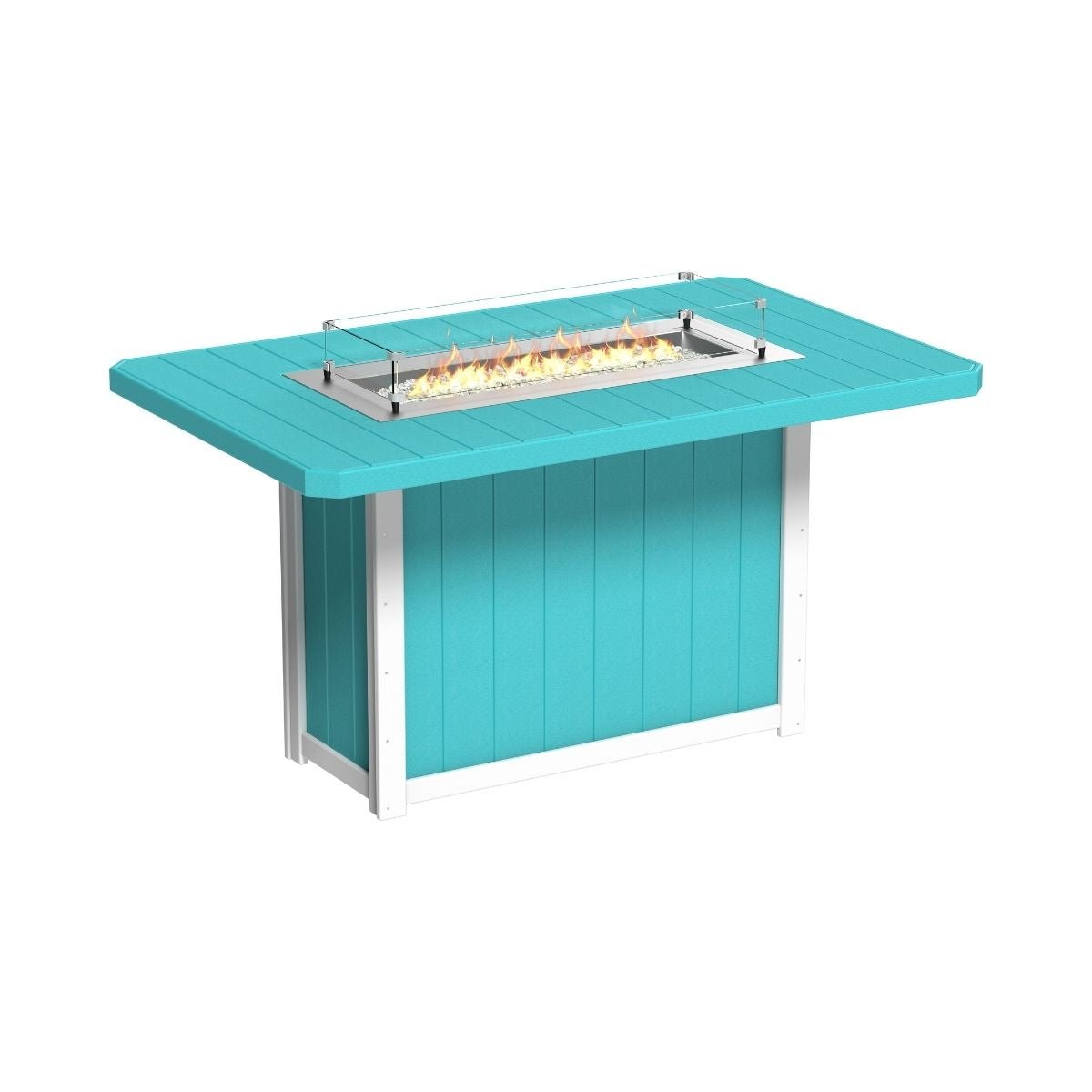 Lumin Outdoor Fire Table - 79" Long aruba-blue-white Bar Height (42")