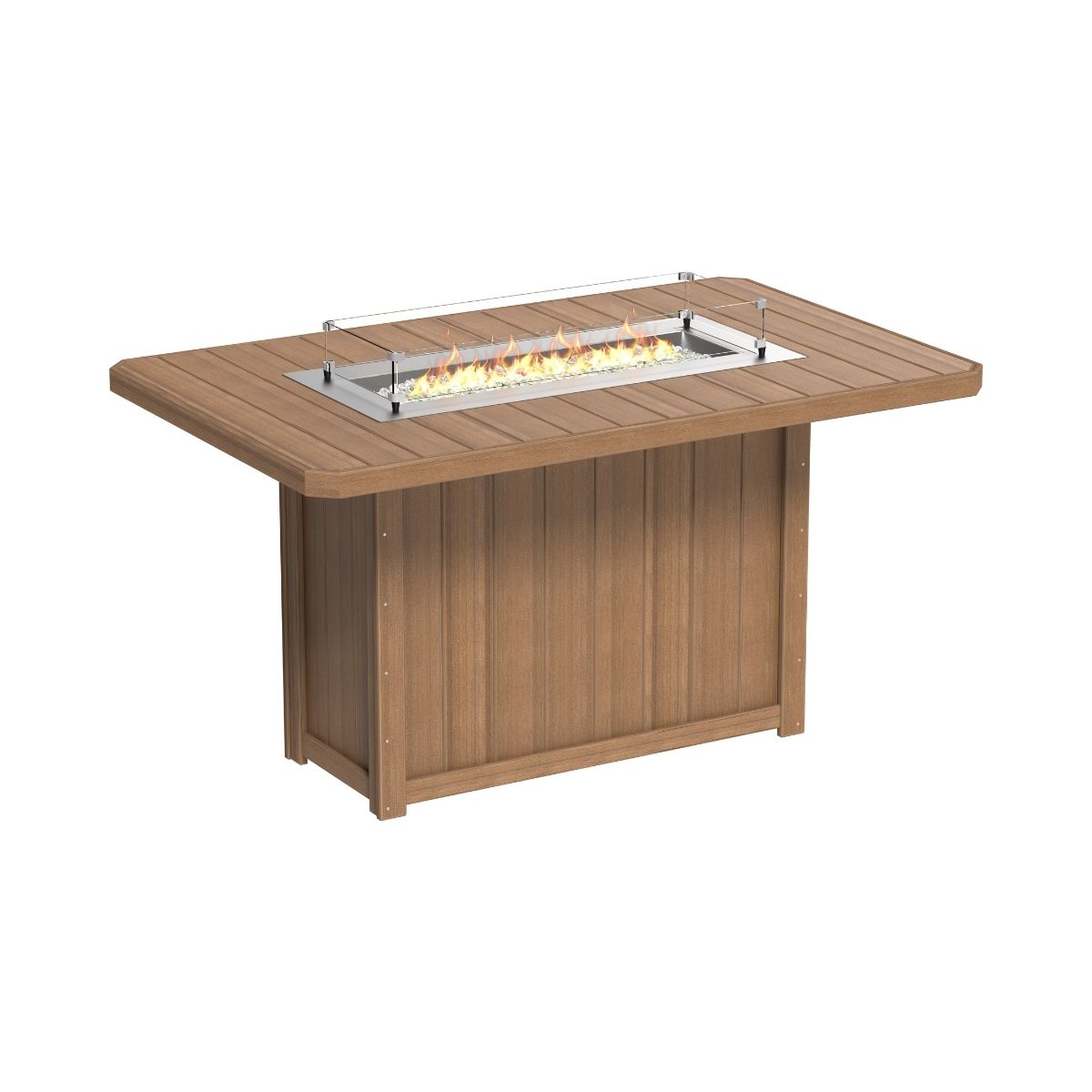 Lumin Outdoor Fire Table - 79" Long antique-mahogany Bar Height (42")
