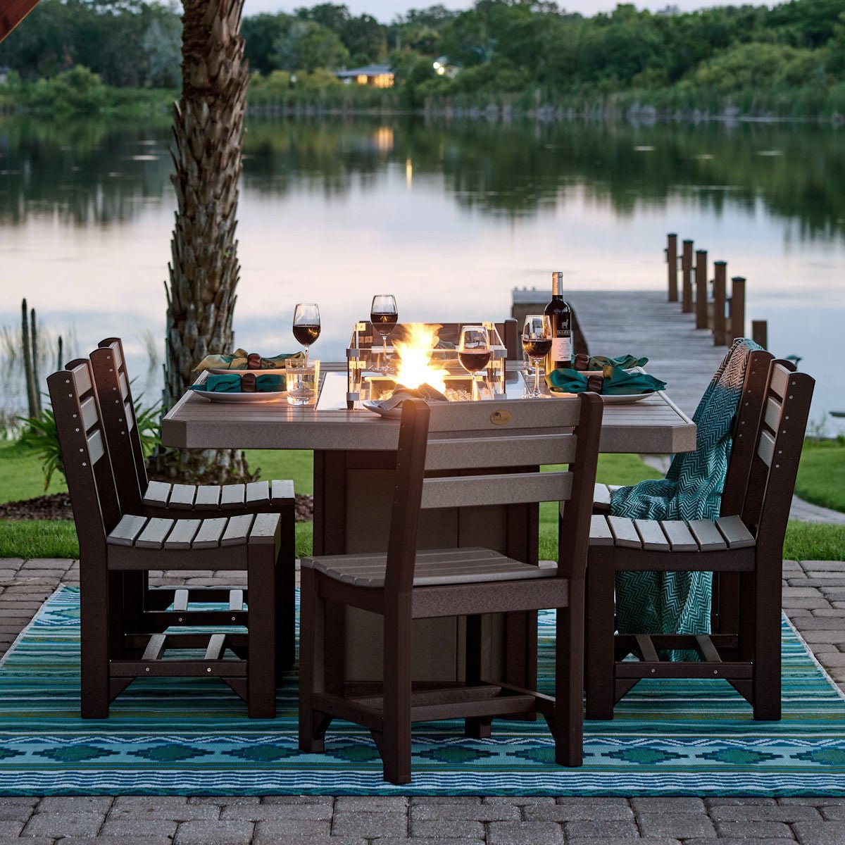 Lumin Outdoor Fire Table - 79" Long antique-mahogany Bar Height (42")