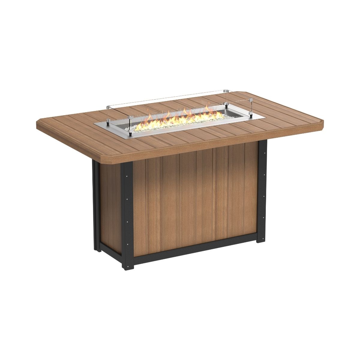 Lumin Outdoor Fire Table - 79" Long antique-mahogany-black Bar Height (42")