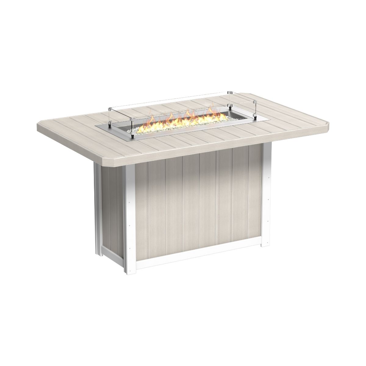 Lumin Outdoor Fire Table - 79" Long birch-white Bar Height (42")
