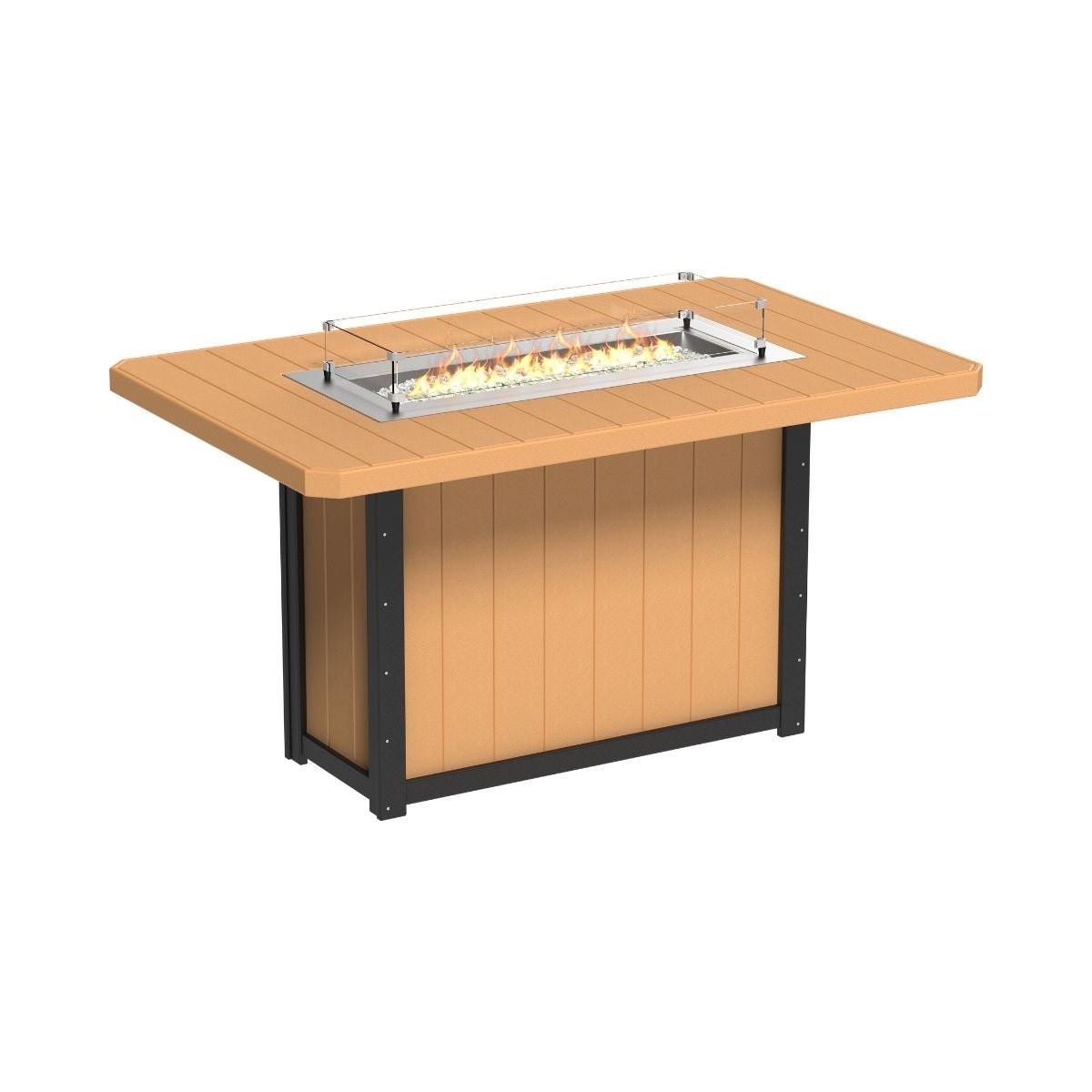 Lumin Outdoor Fire Table - 79" Long cedar-black Bar Height (42")