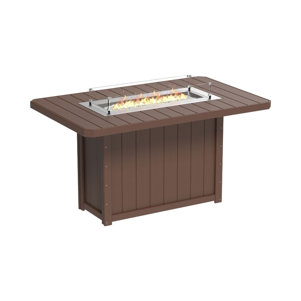 Lumin Outdoor Fire Table - 79" Long chestnut-brown Bar Height (42")
