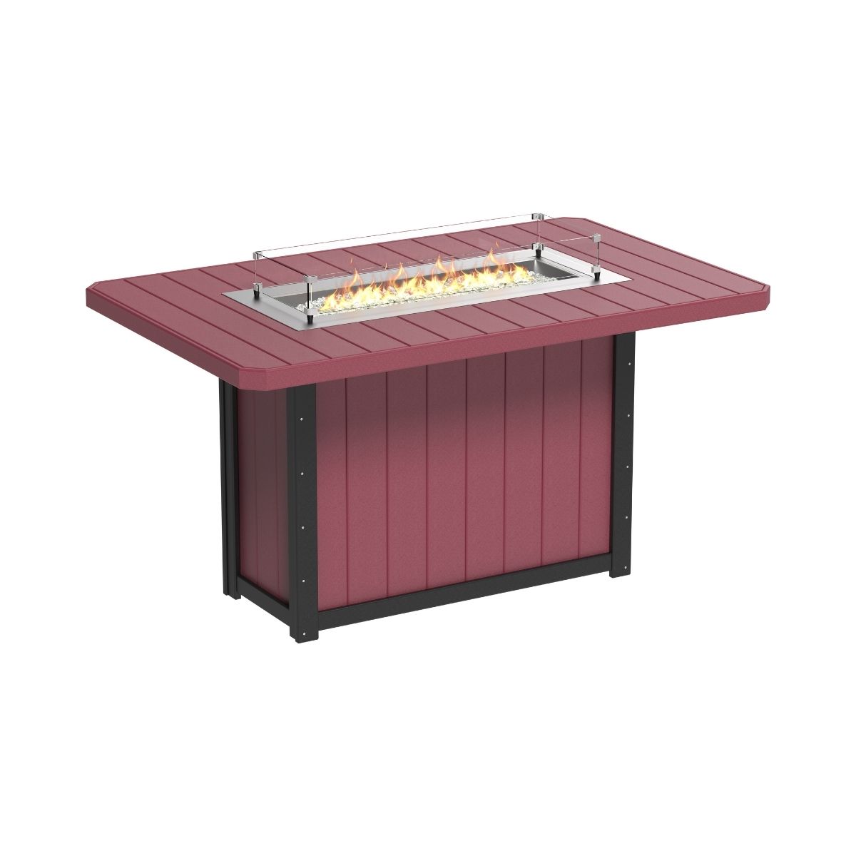 Lumin Outdoor Fire Table - 79" Long cherrywood-black Bar Height (42")