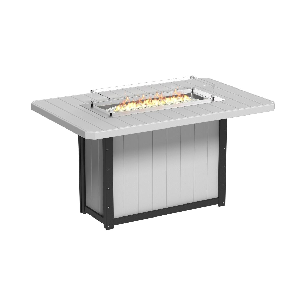Lumin Outdoor Fire Table - 79" Long dove-gray-black Bar Height (42")