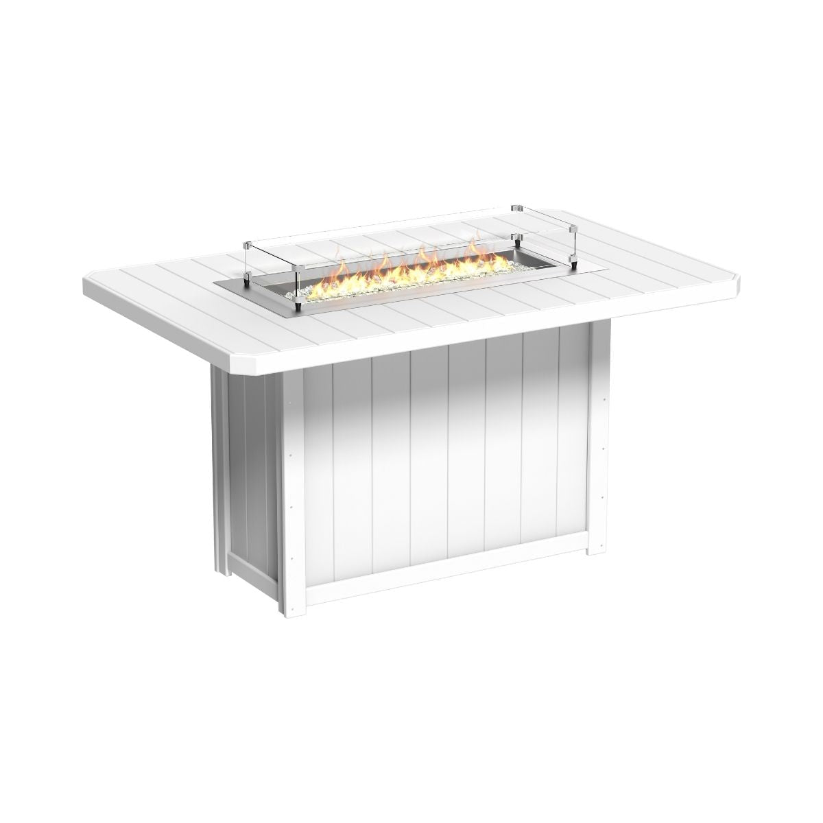 Lumin Outdoor Fire Table - 79" Long white Bar Height (42")