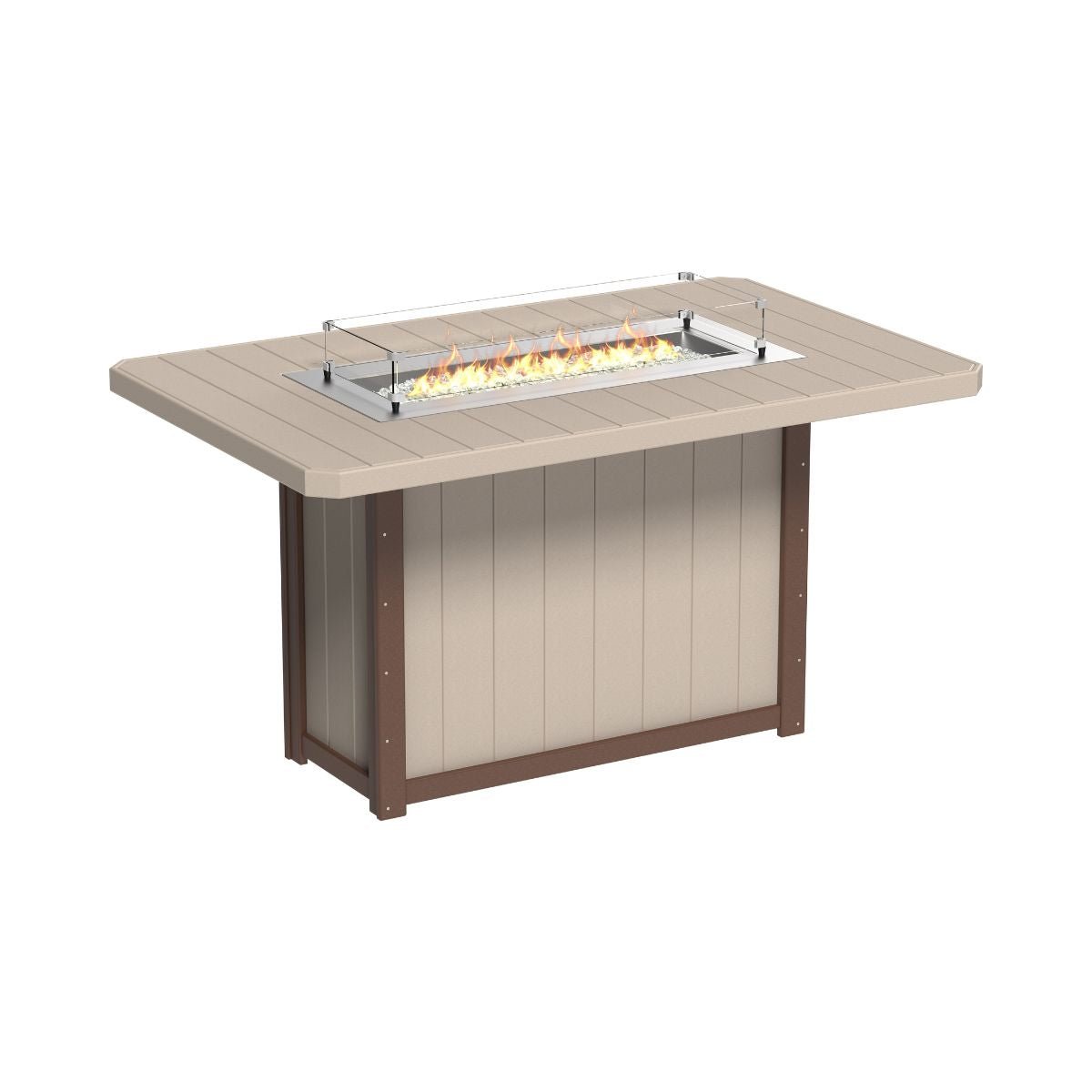 Lumin Outdoor Fire Table - 79" Long weatherwood-chestnut-brown Bar Height (42")