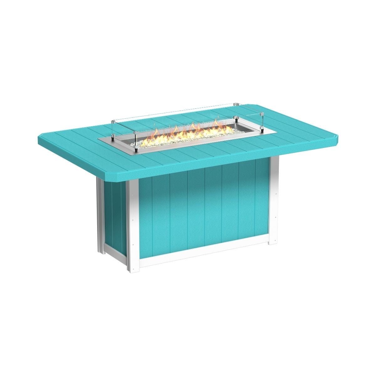 Lumin Outdoor Fire Table - 79" Long aruba-blue-white Counter Height (36")