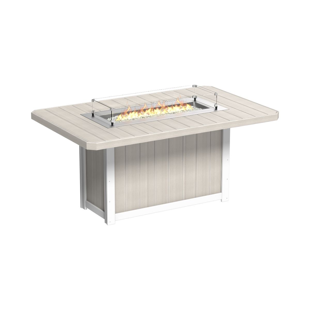 Lumin Outdoor Fire Table - 79" Long birch-white Counter Height (36")