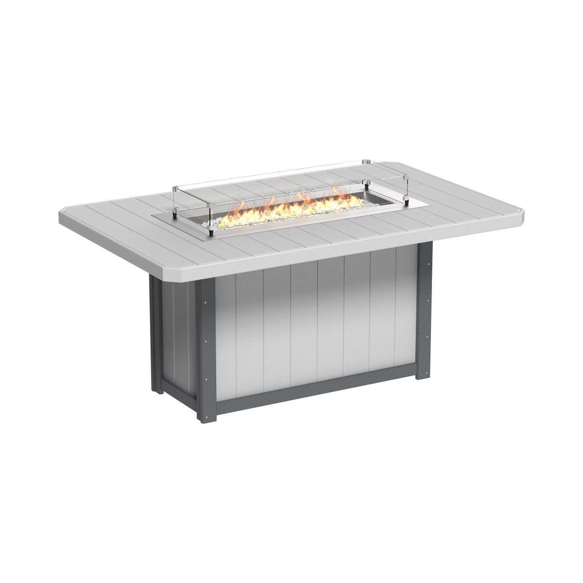 Lumin Outdoor Fire Table - 79" Long dove-gray-slate Counter Height (36")