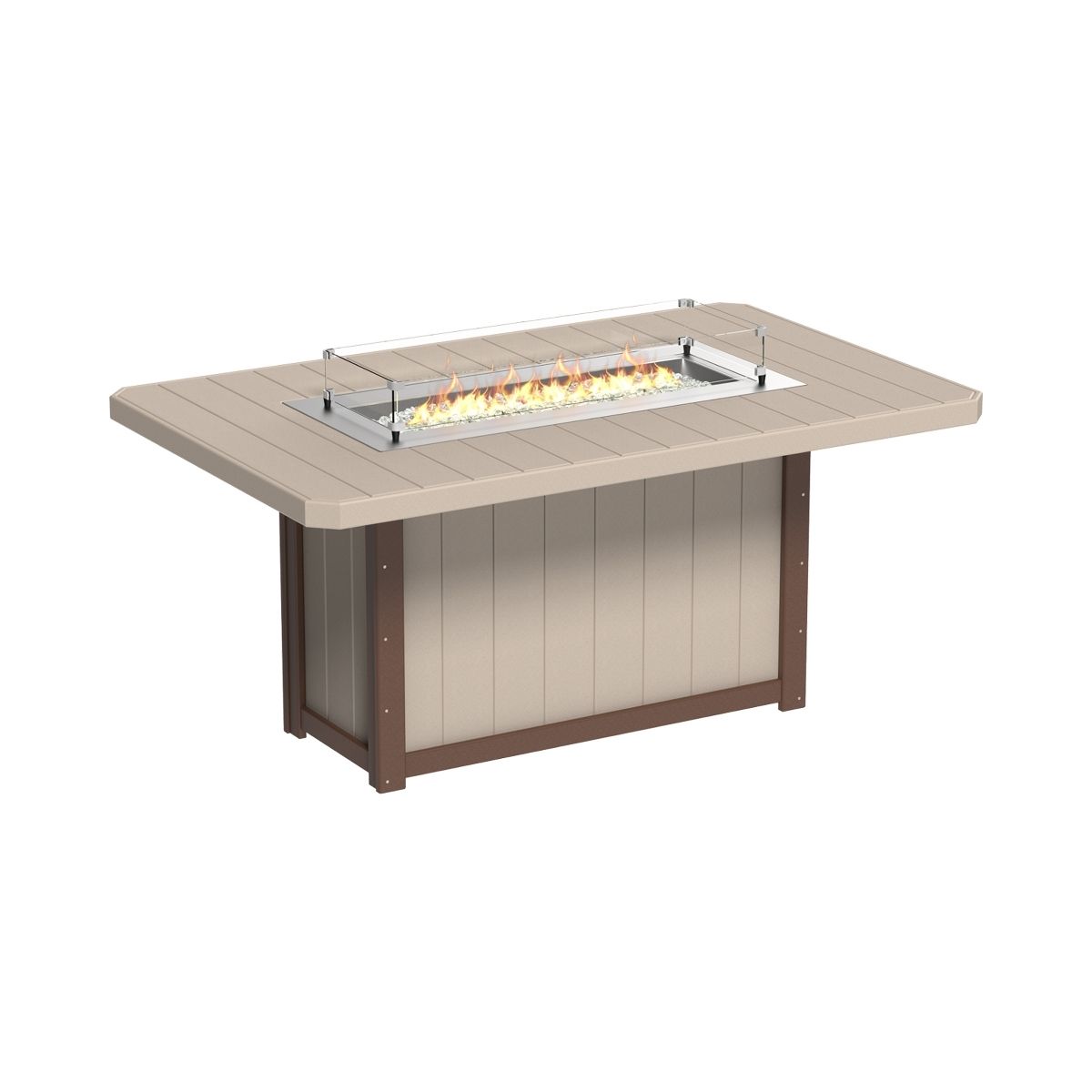 Lumin Outdoor Fire Table - 79" Long weatherwood-chestnut-brown Counter Height (36")