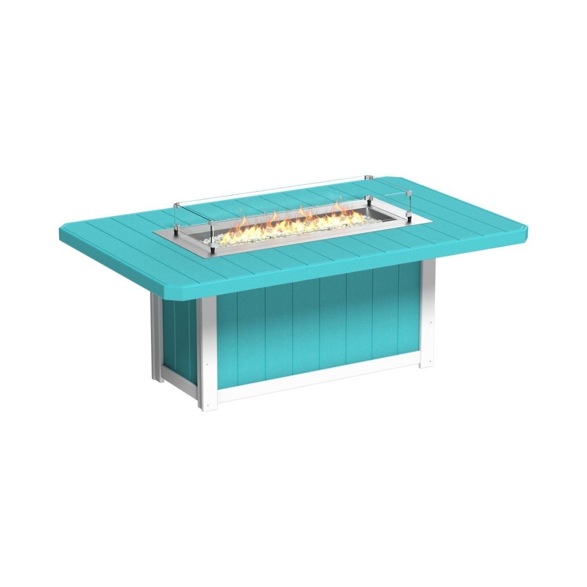 Lumin Outdoor Fire Table - 79" Long aruba-blue-white Dining Height (30")