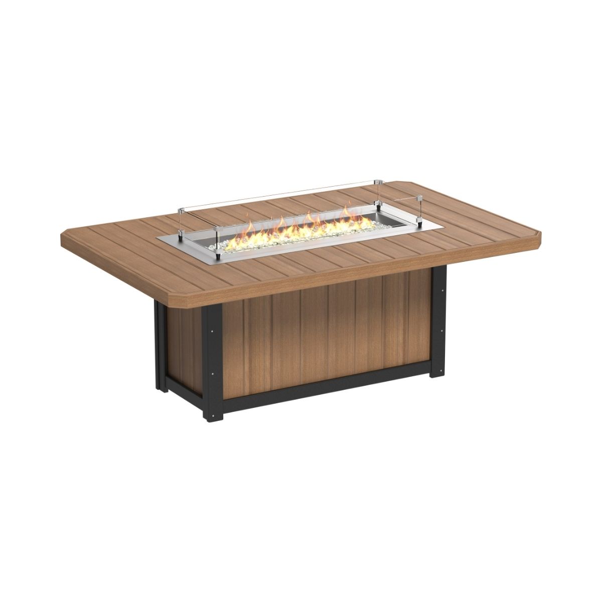 Lumin Outdoor Fire Table - 79" Long antique-mahogany-black Dining Height (30")