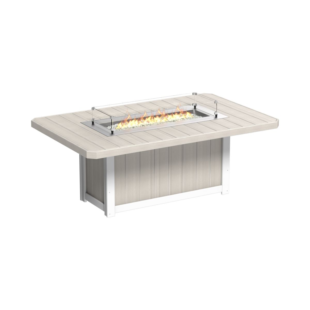 Lumin Outdoor Fire Table - 79" Long birch-white Dining Height (30")