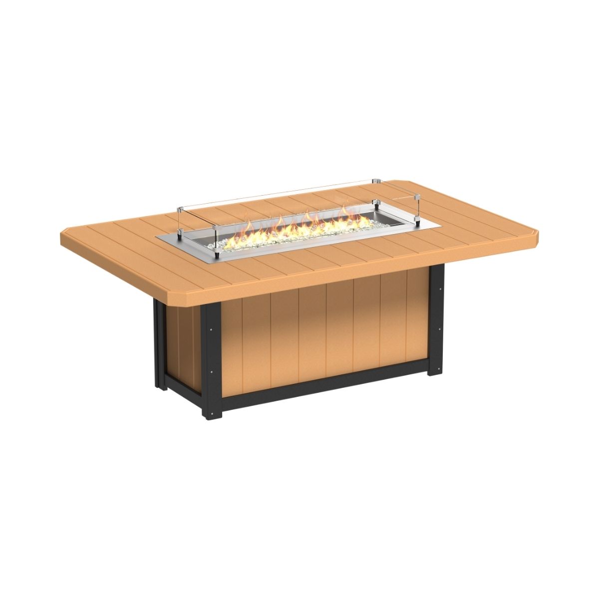 Lumin Outdoor Fire Table - 79" Long cedar-black Dining Height (30")