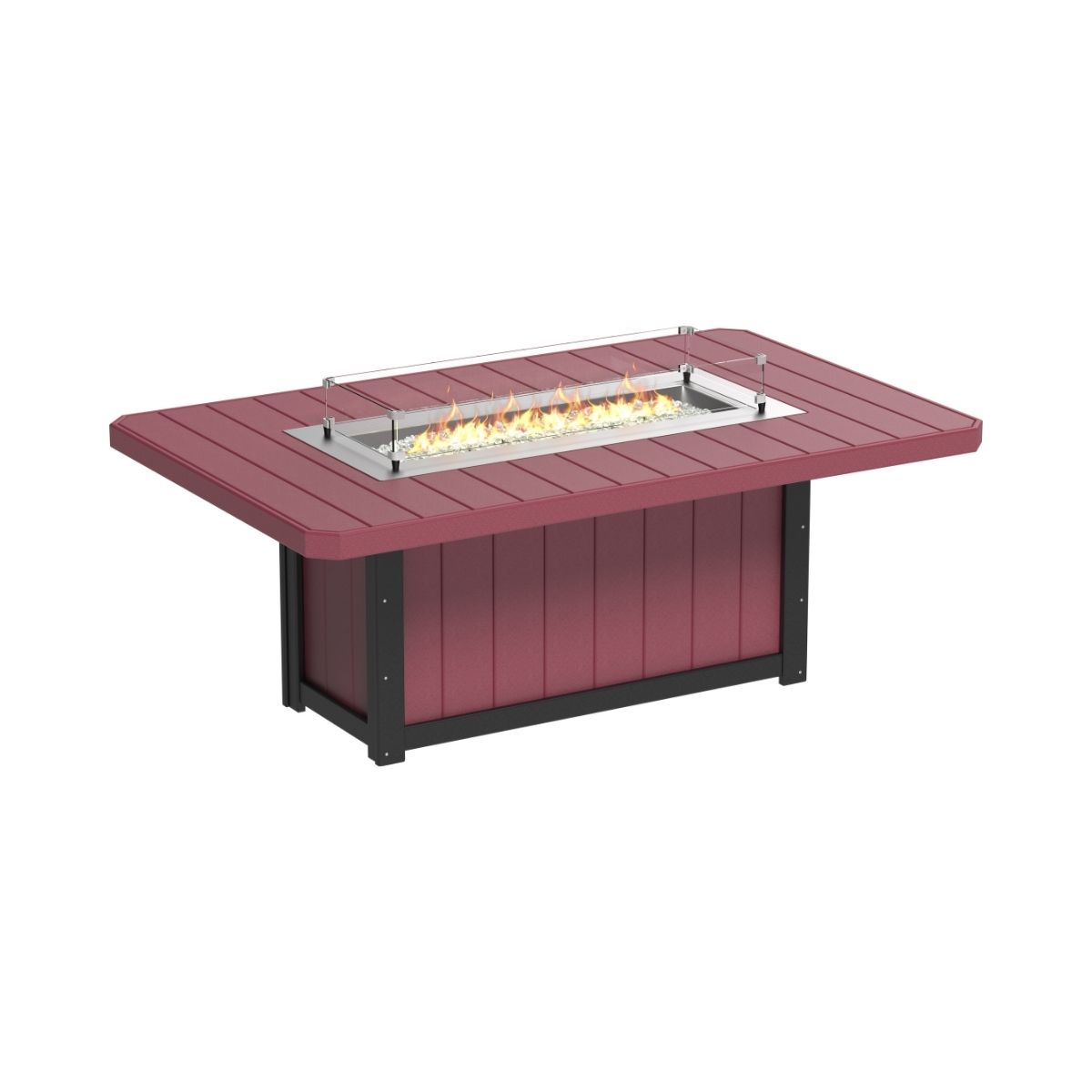 Lumin Outdoor Fire Table - 79" Long cherrywood-black Dining Height (30")