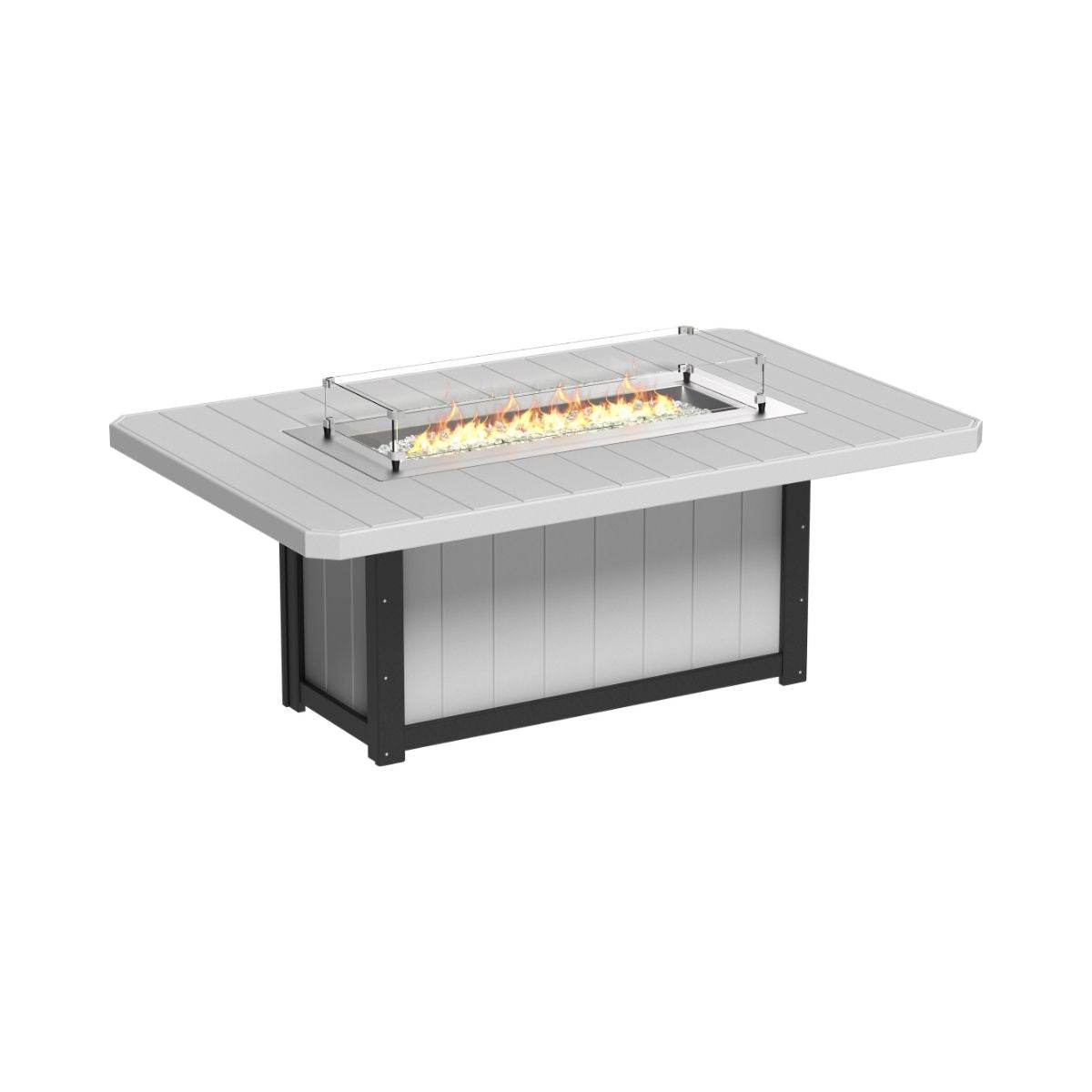 Lumin Outdoor Fire Table - 79" Long dove-gray-black Dining Height (30")