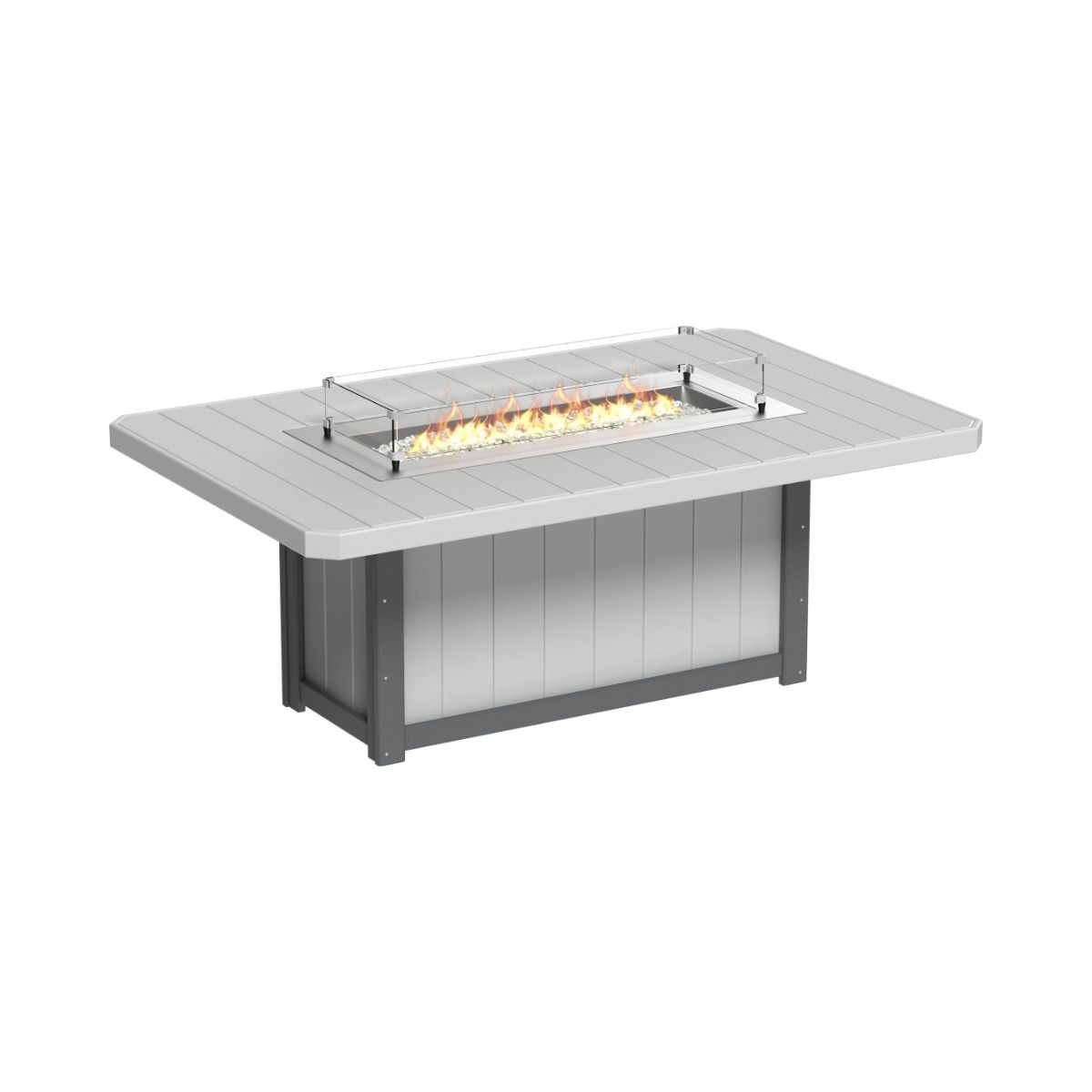 Lumin Outdoor Fire Table - 79" Long dove-gray-slate Dining Height (30")