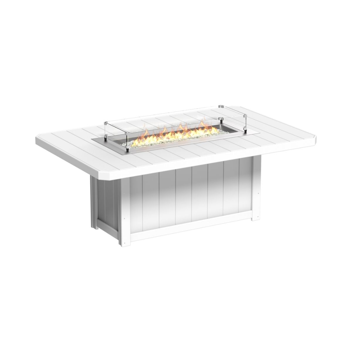 Lumin Outdoor Fire Table - 79" Long white Dining Height (30")