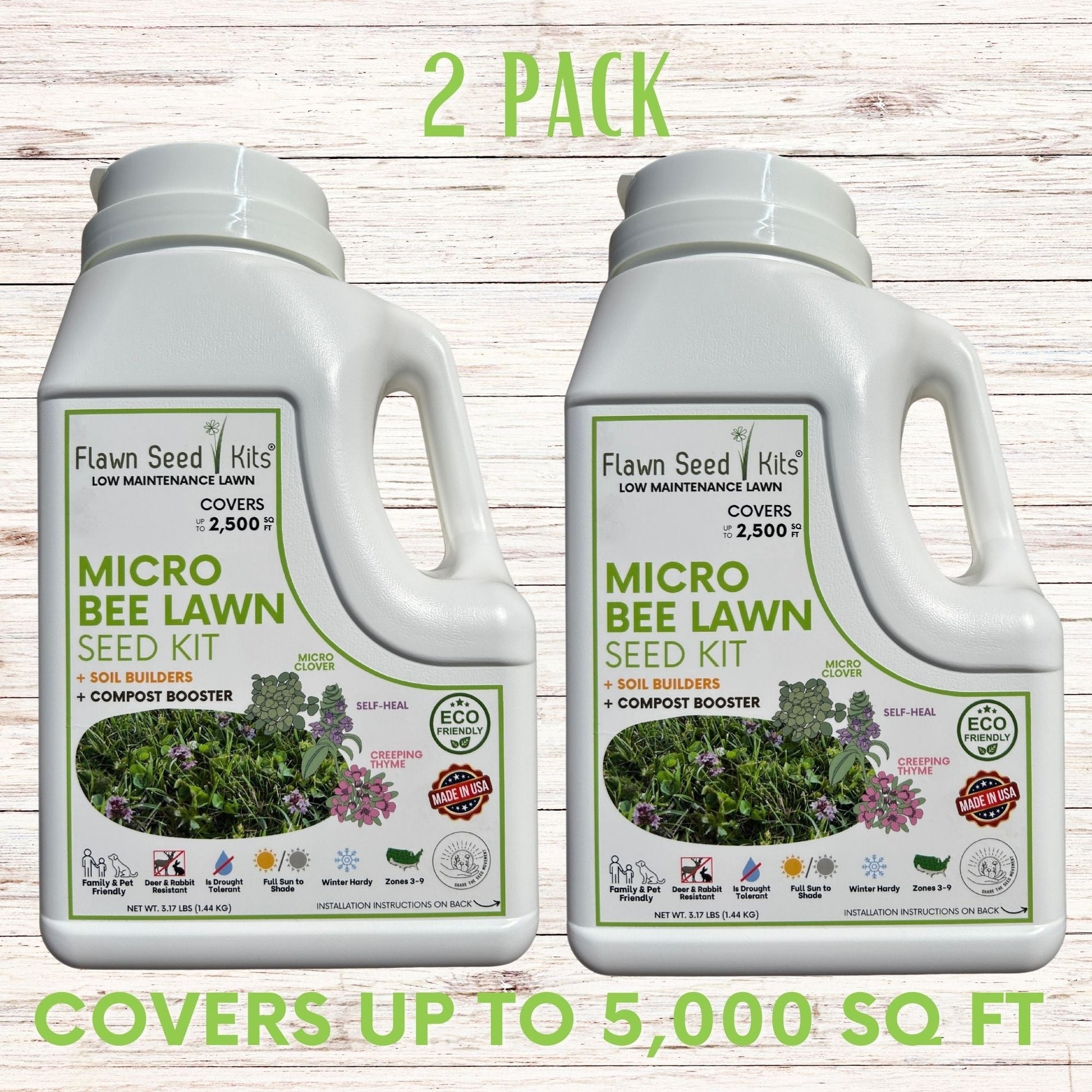Micro Bee Lawn Blend - Micro Clover, Self-Heal, & Creeping Thyme Seed Kit 250 sq ft