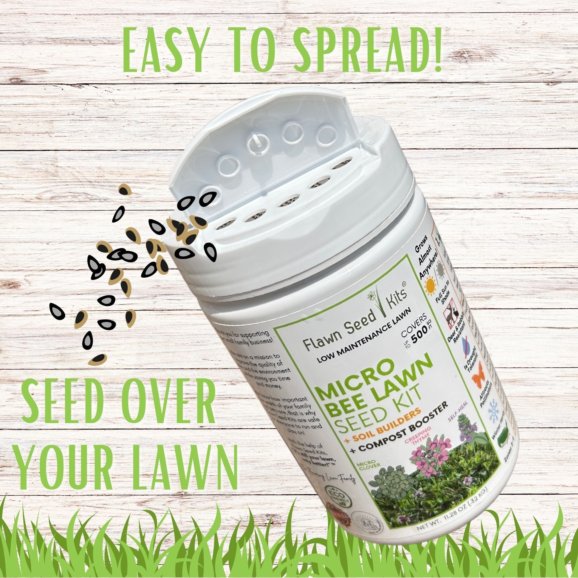 Micro Bee Lawn Blend - Micro Clover, Self-Heal, & Creeping Thyme Seed Kit 250 sq ft