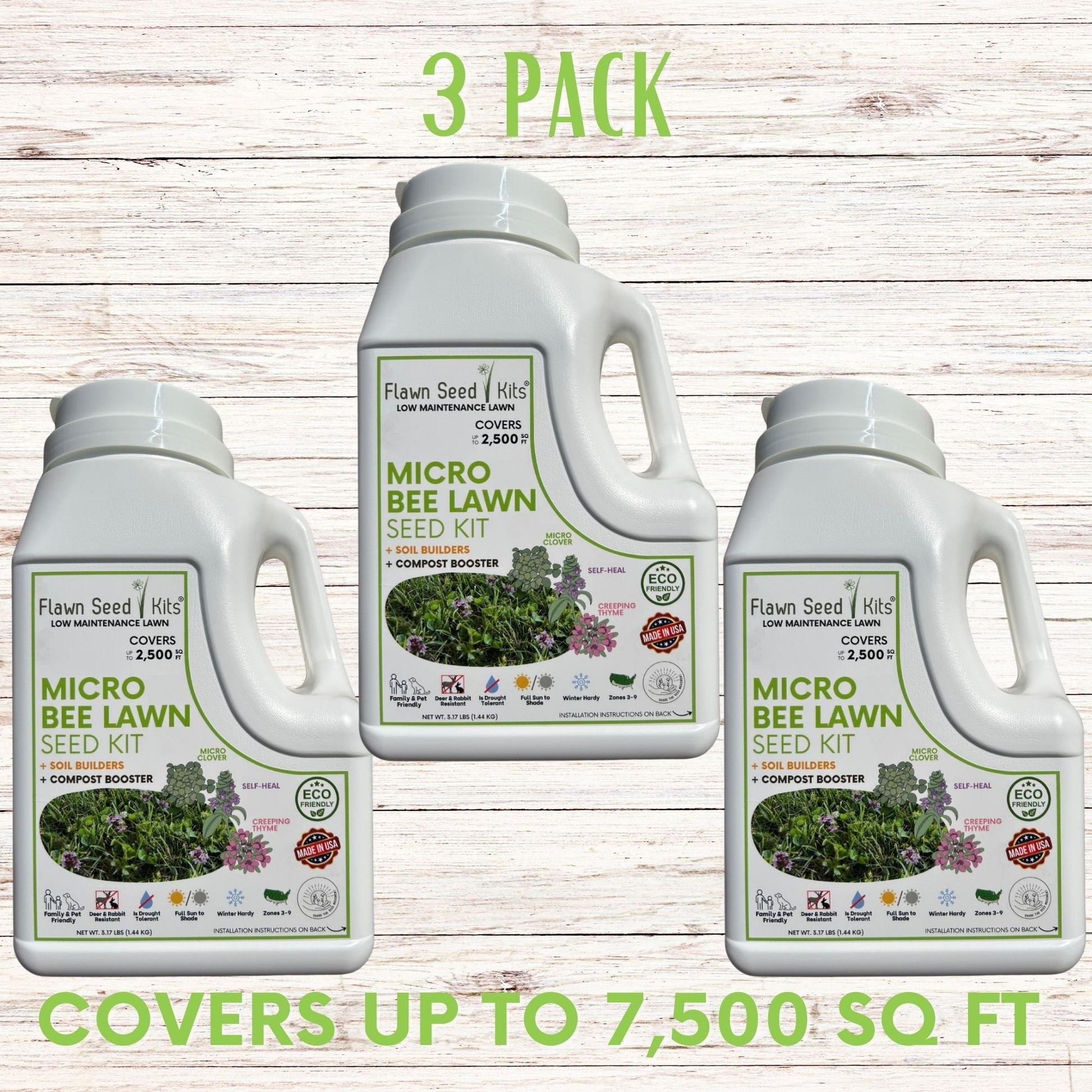 Micro Bee Lawn Blend - Micro Clover, Self-Heal, & Creeping Thyme Seed Kit 250 sq ft