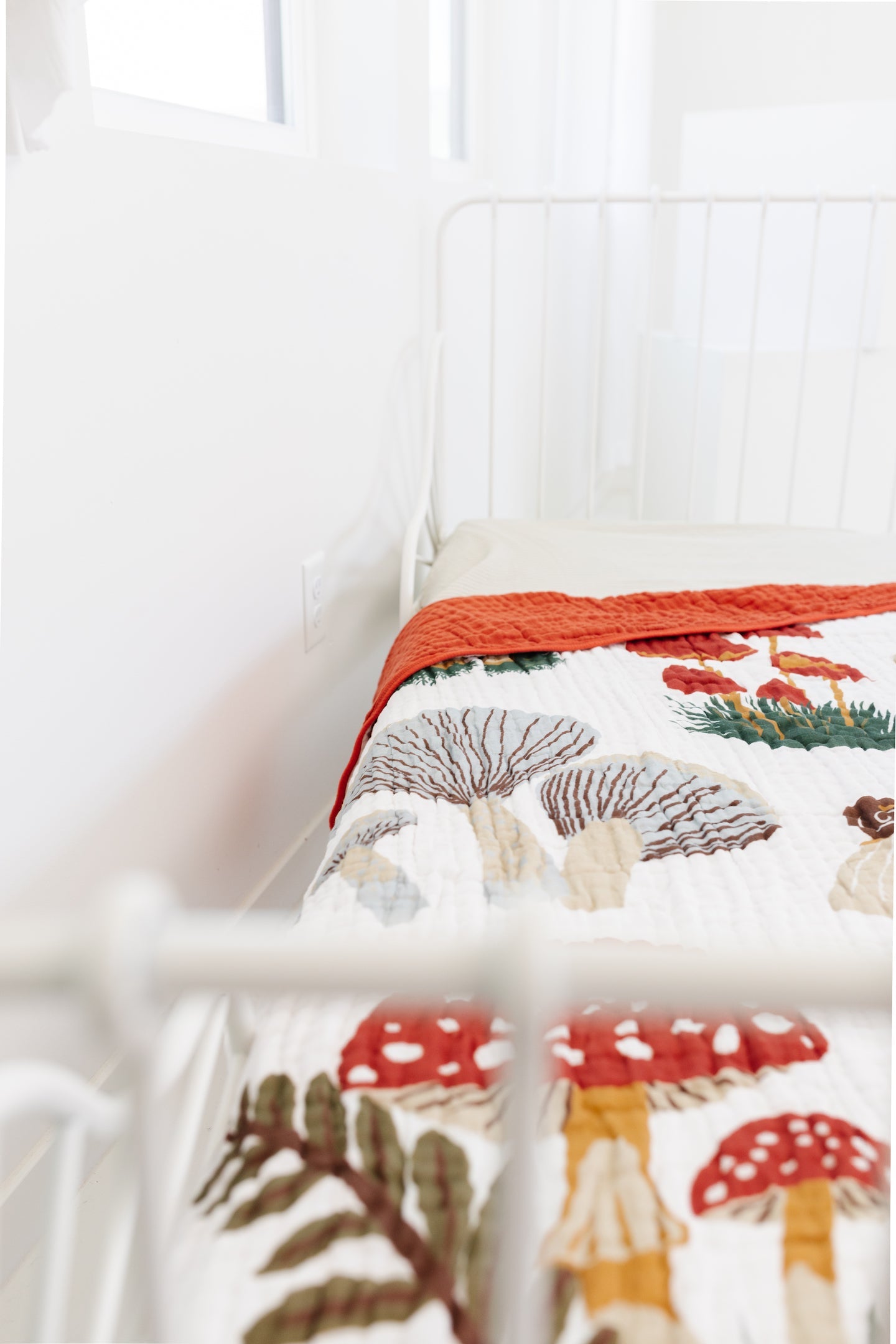 Mushroom Reversible Cotton Muslin Throw Blanket