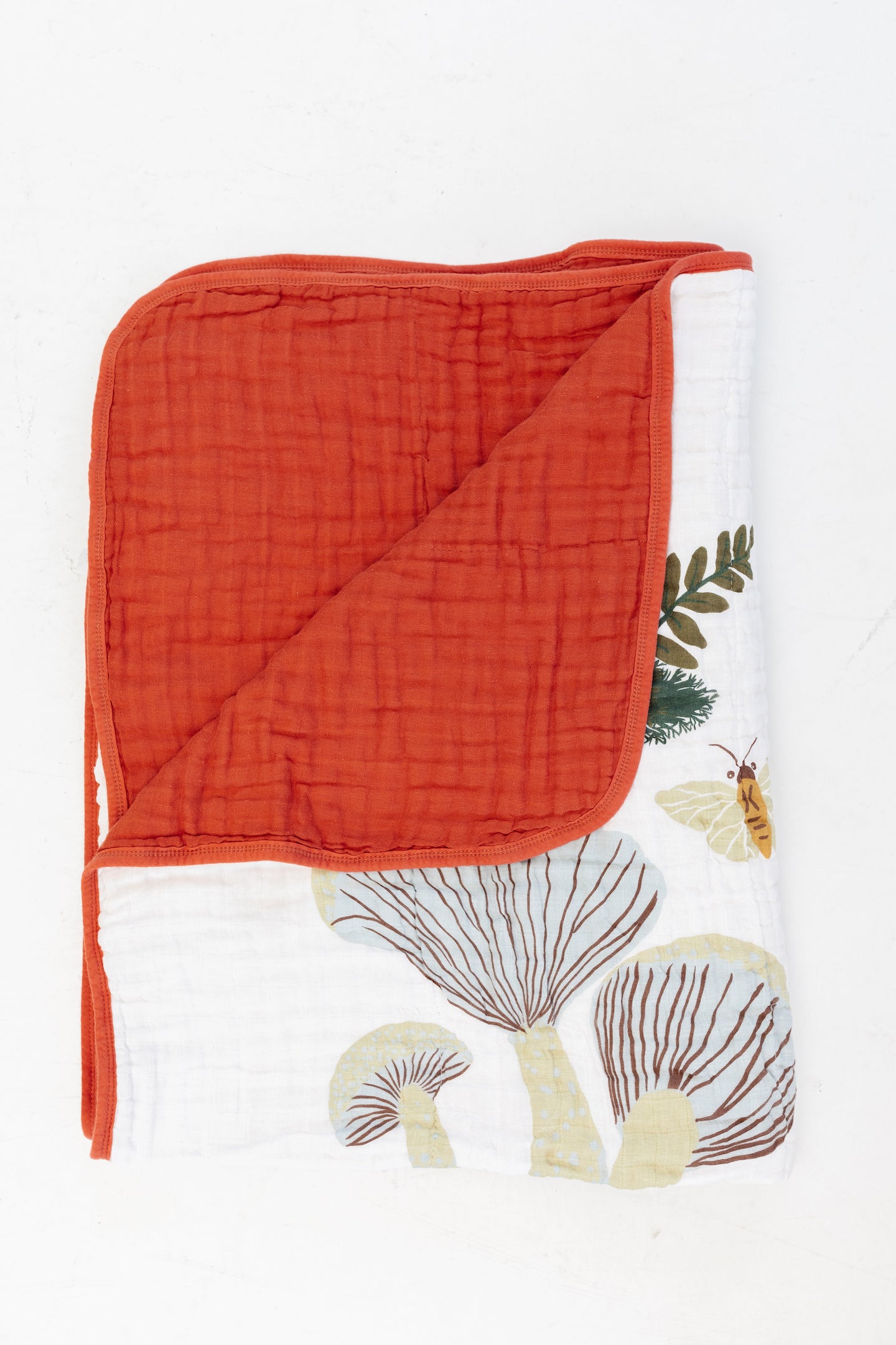 Mushroom Reversible Cotton Muslin Throw Blanket