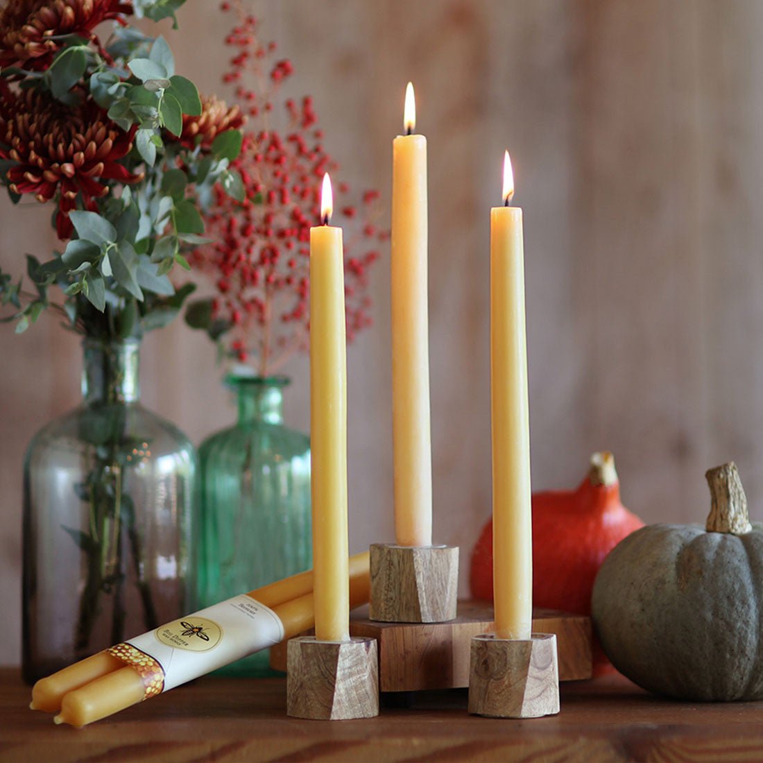 Natural Beeswax Tapers - Set of 2 Ivory
