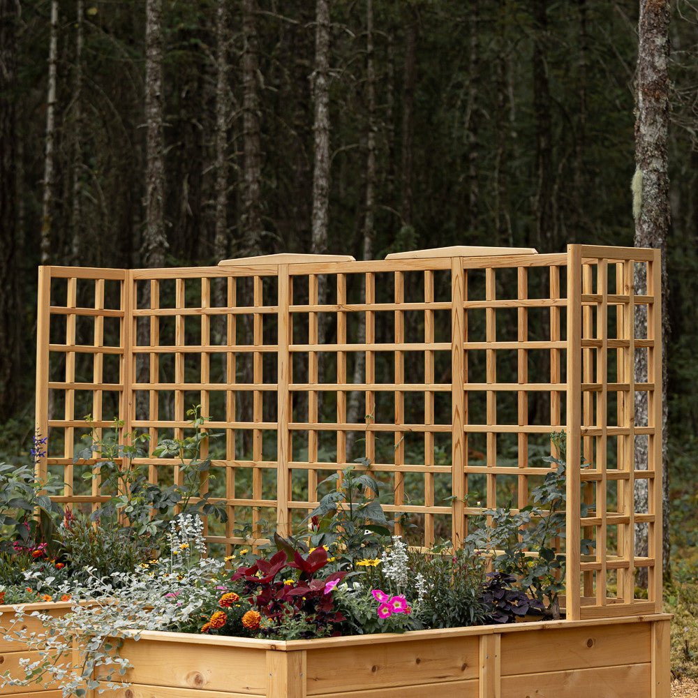 Natural Cedar 9' U-Shaped Raised Bed with Trellis 6' 11"