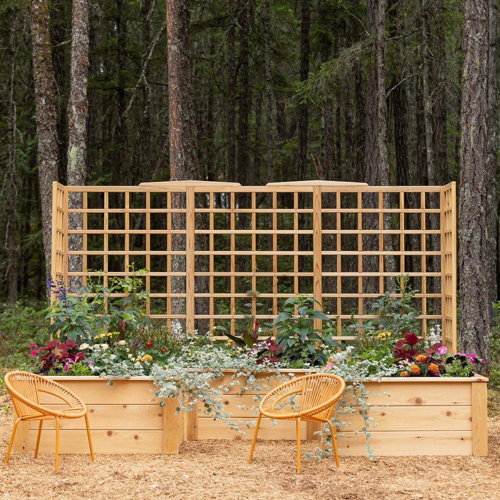 Natural Cedar 9' U-Shaped Raised Bed with Trellis 6' 11"