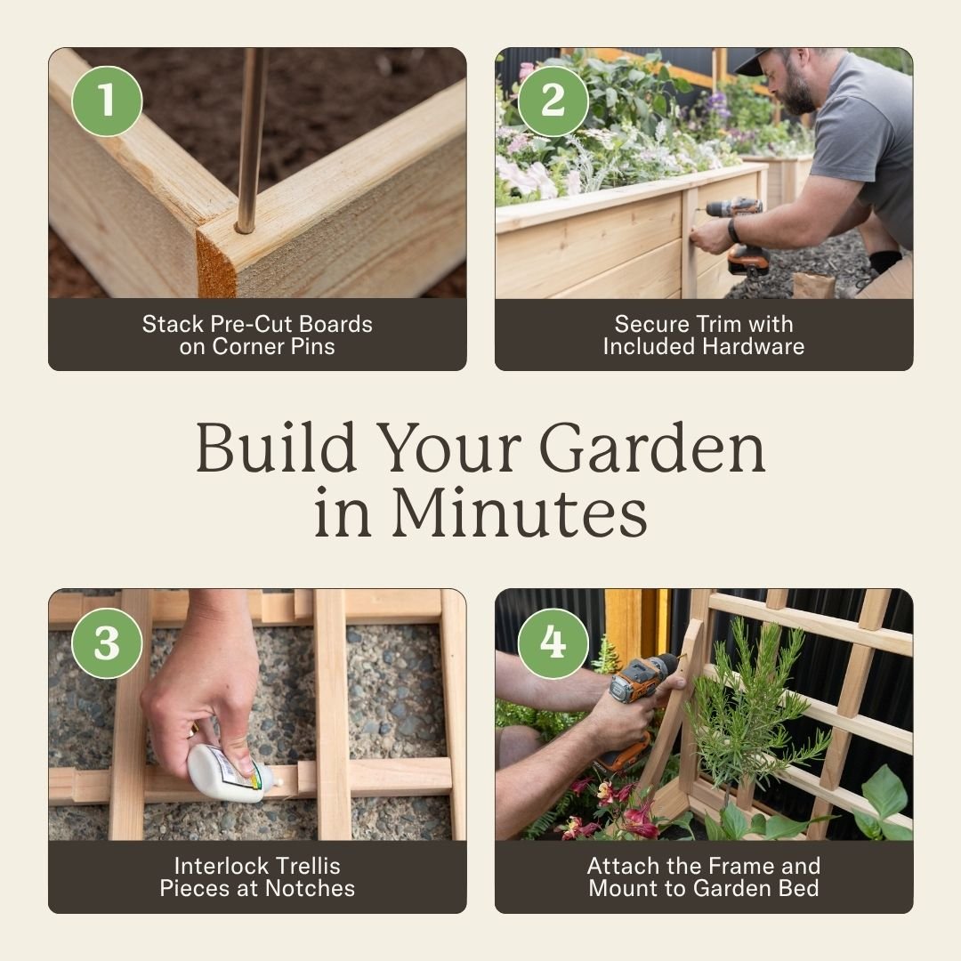 Natural Cedar 9' U-Shaped Raised Bed with Trellis 6' 11"