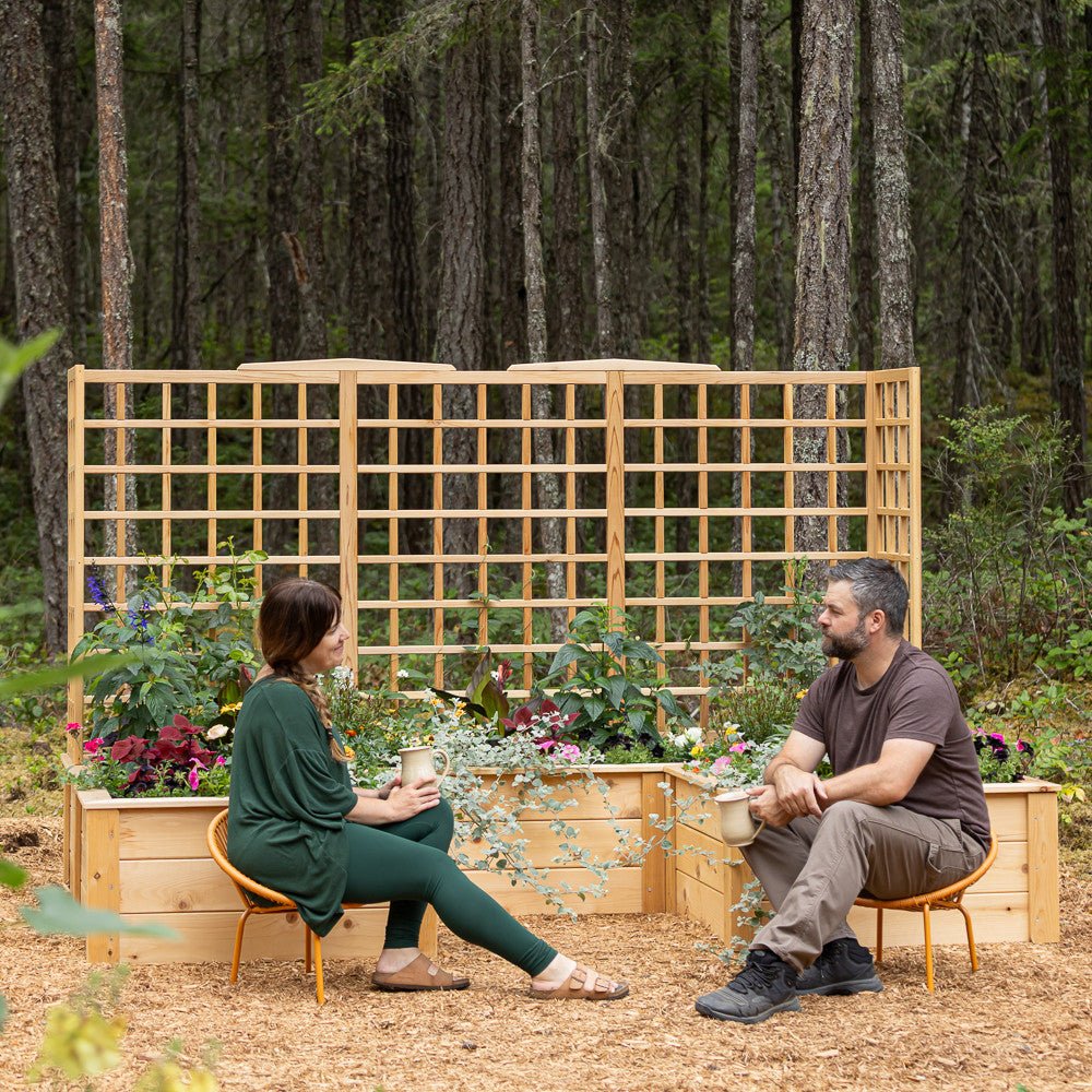 Natural Cedar 9' U-Shaped Raised Bed with Trellis 6' 11"