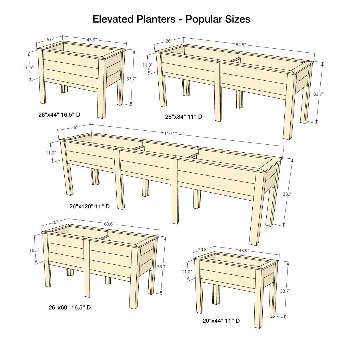 Natural Cedar Elevated Garden Planter 20" 20" option3