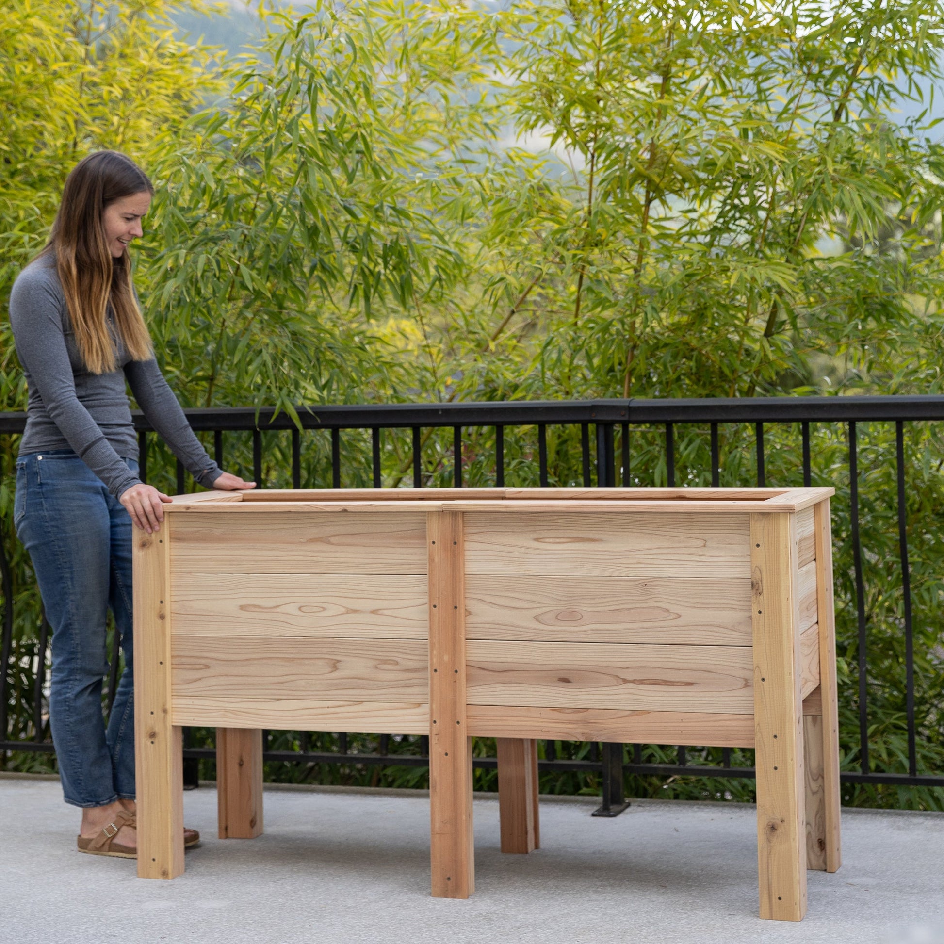Natural Cedar Elevated Garden Planter 20" 20" option3