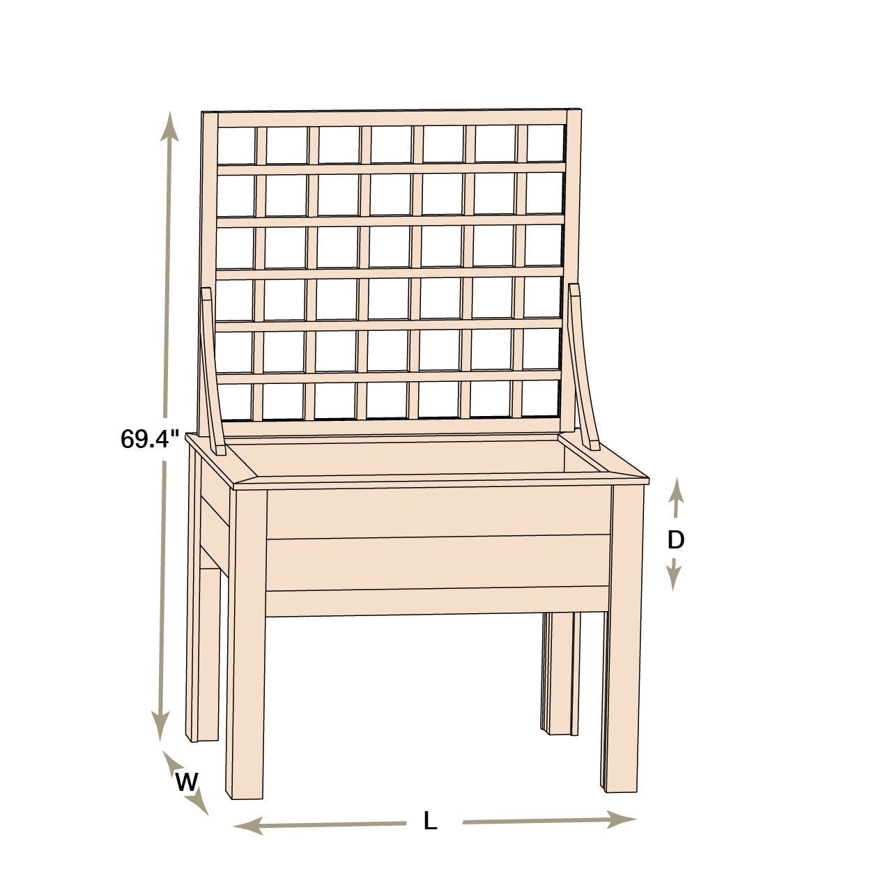 Natural Cedar Elevated Planter with Trellis 20" 20" 11"
