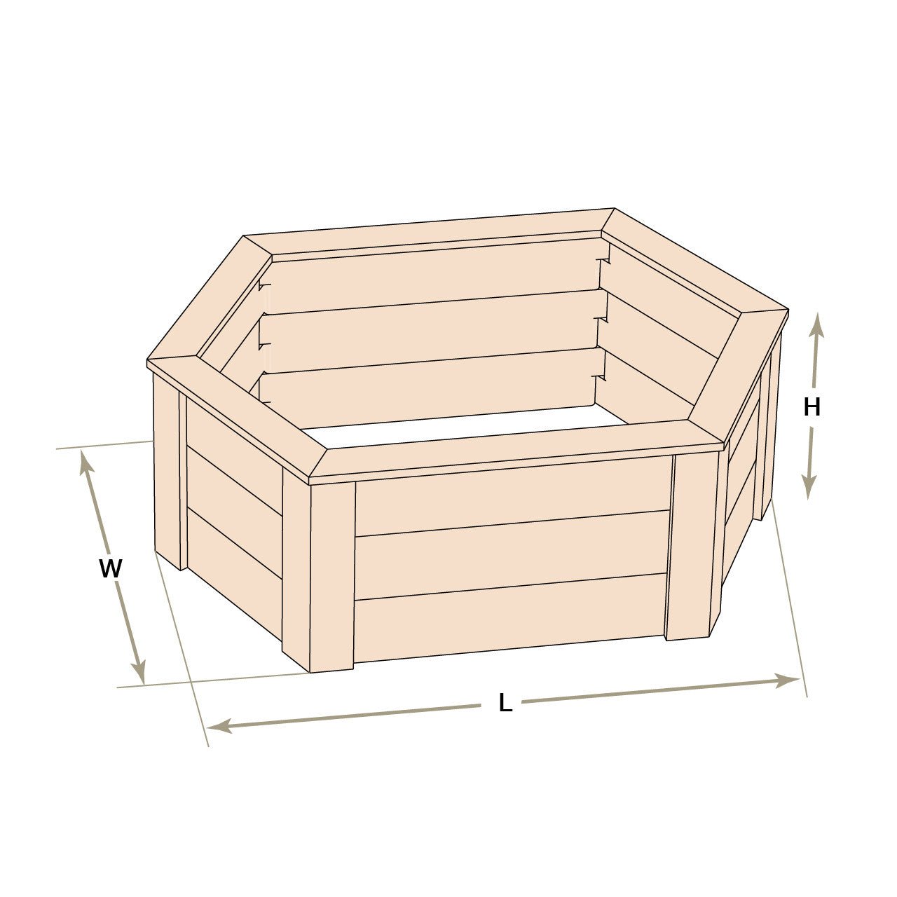 Natural Cedar Hexagon Raised Beds 2' 2' 5.5"