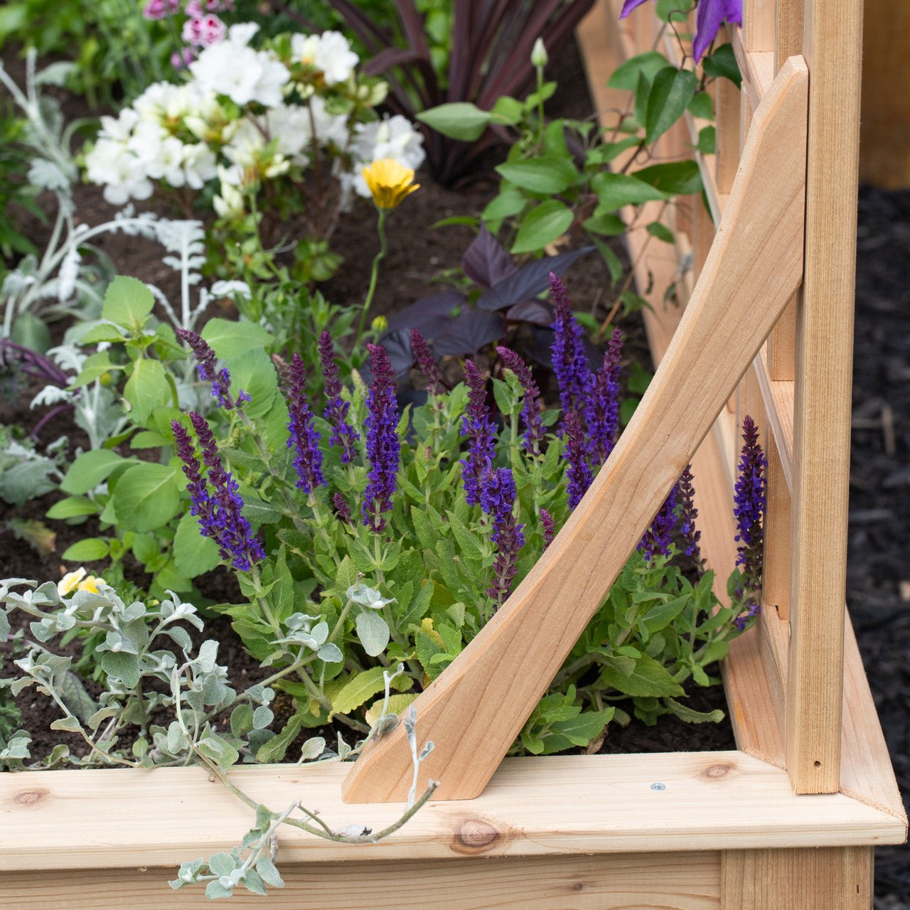 Natural Cedar L-Shaped Raised Beds with Trellis 2' 4' 11"