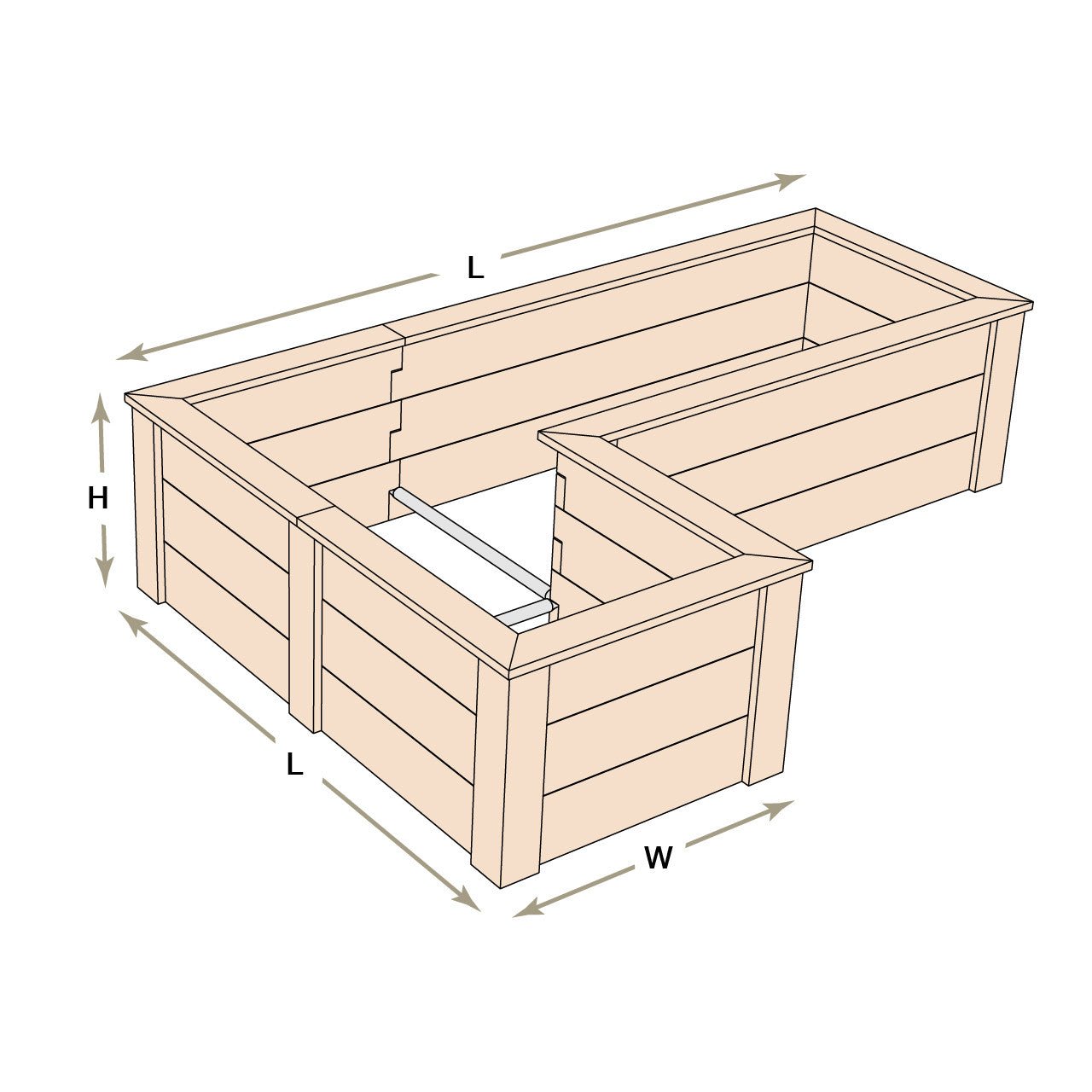 Natural Cedar L-Shaped Raised Garden Beds 2' 4' option3
