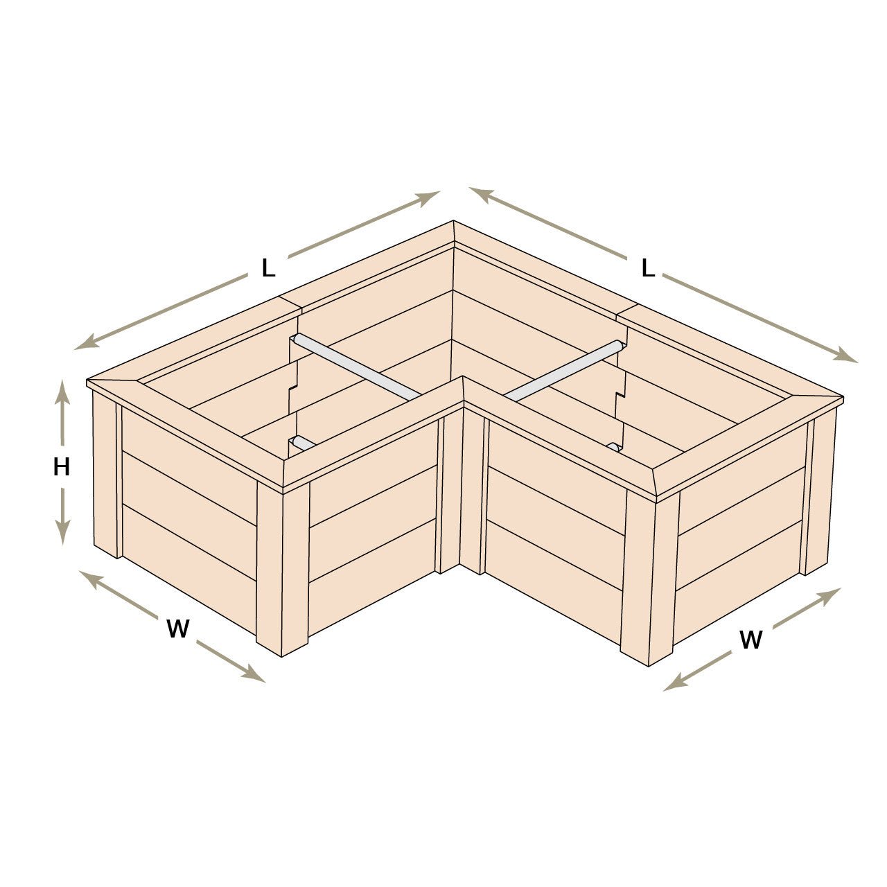 Natural Cedar L-Shaped Raised Garden Beds 2' 4' option3