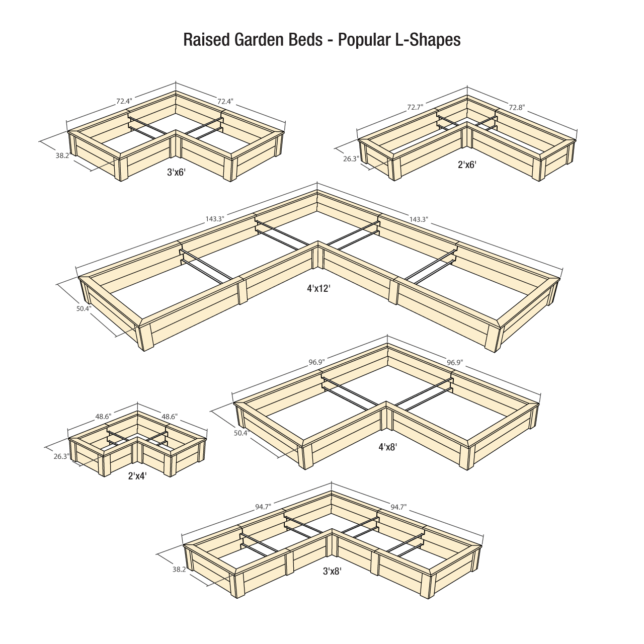 Natural Cedar L-Shaped Raised Garden Beds 2' 4' option3
