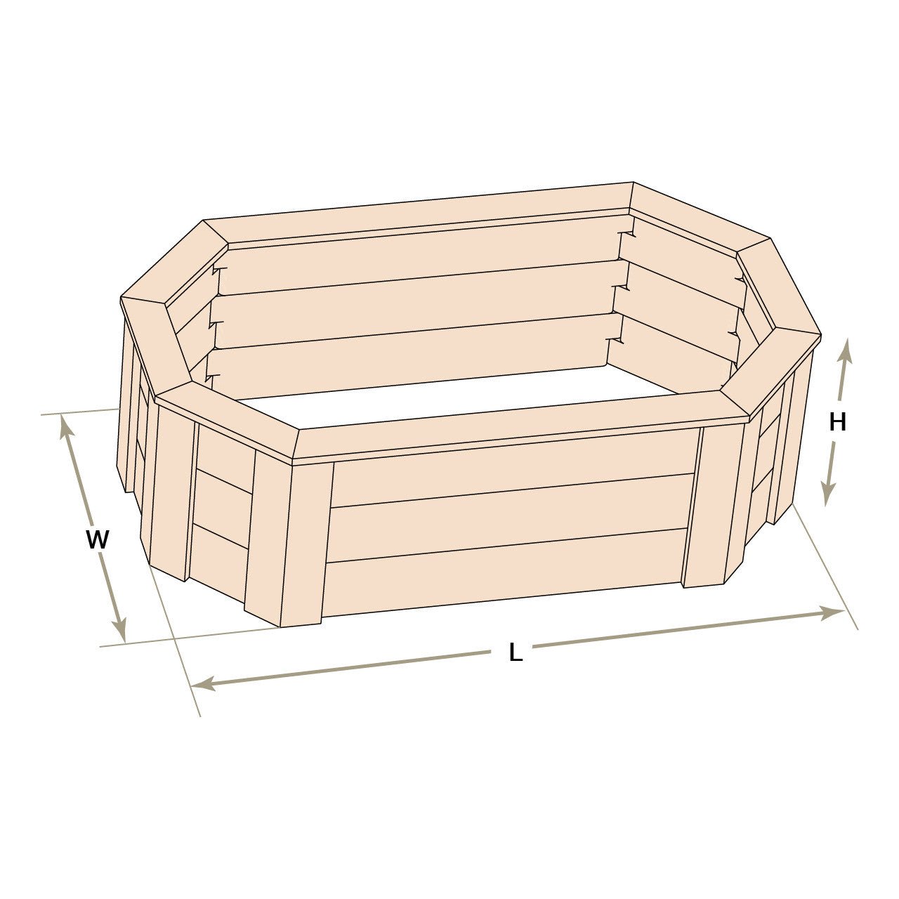 Natural Cedar Octagon Raised Beds 2.5' 2.5' 5.5"