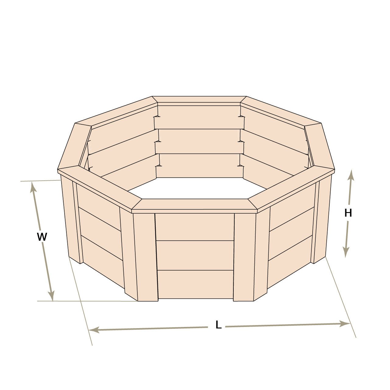 Natural Cedar Octagon Raised Beds 2.5' 2.5' 5.5"
