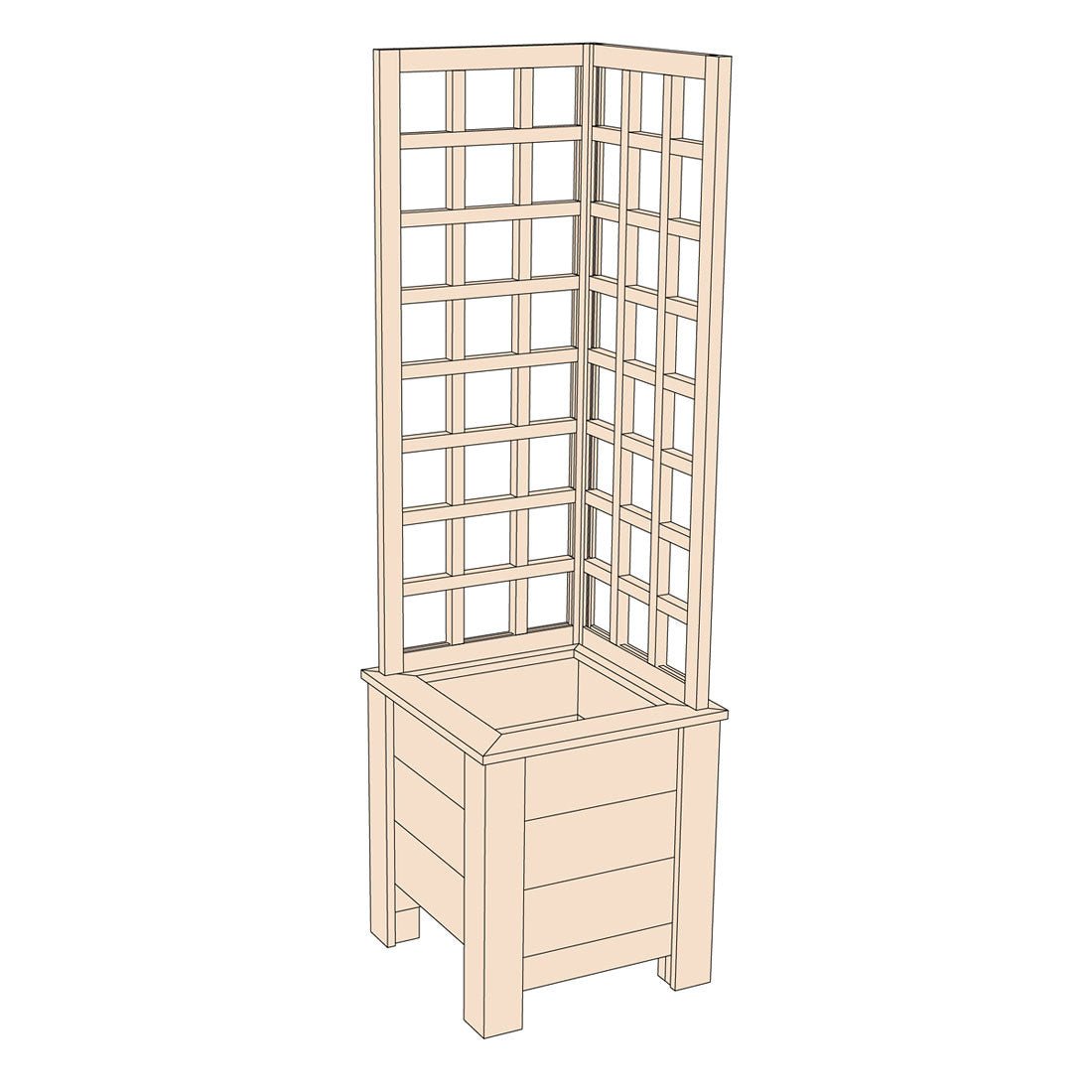Natural Cedar Planter Box with L-Trellis 20" x 20" 22" 42"