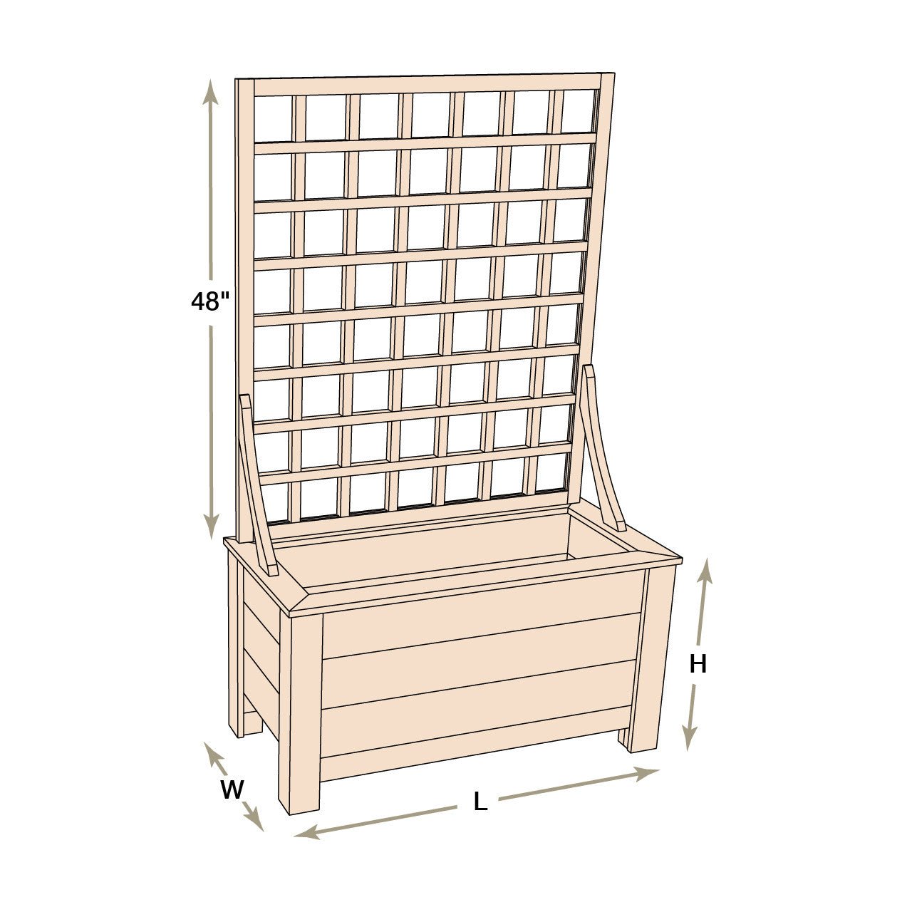 Natural Cedar Planter Box with Trellis 20" 20" 22"