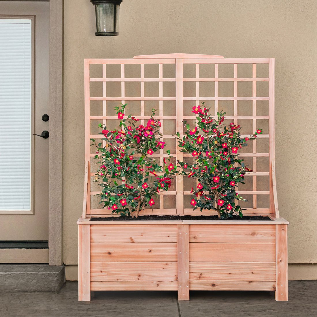 Natural Cedar Planter Box with Trellis 20" 20" 22"