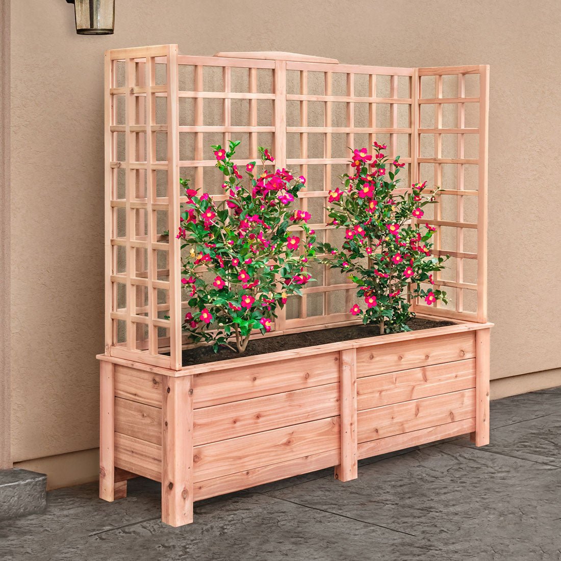 Natural Cedar Planter Box with U-Trellis 20" 44" 22"