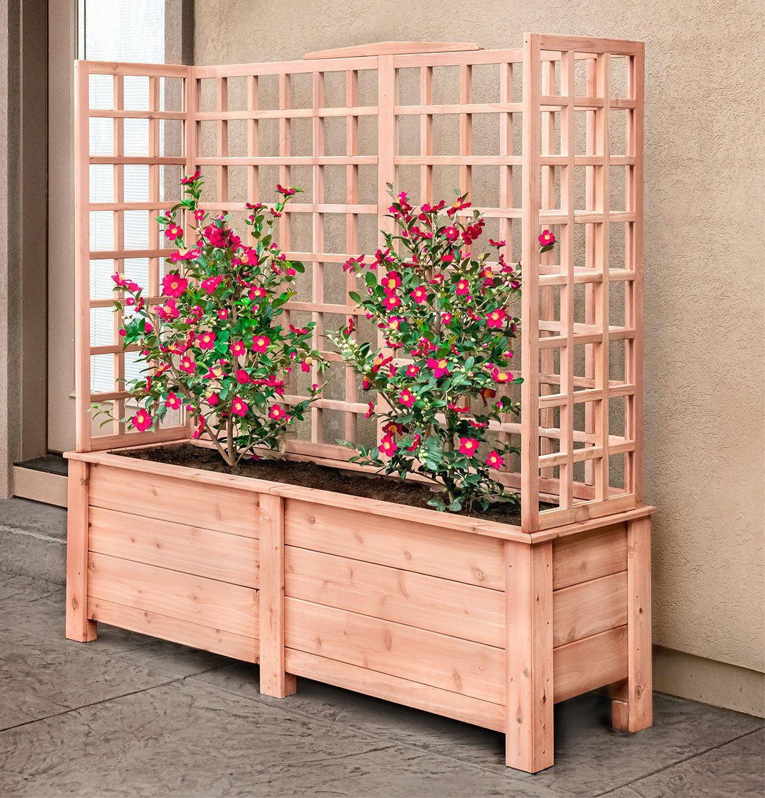 Natural Cedar Planter Box with U-Trellis 20" 44" 22"