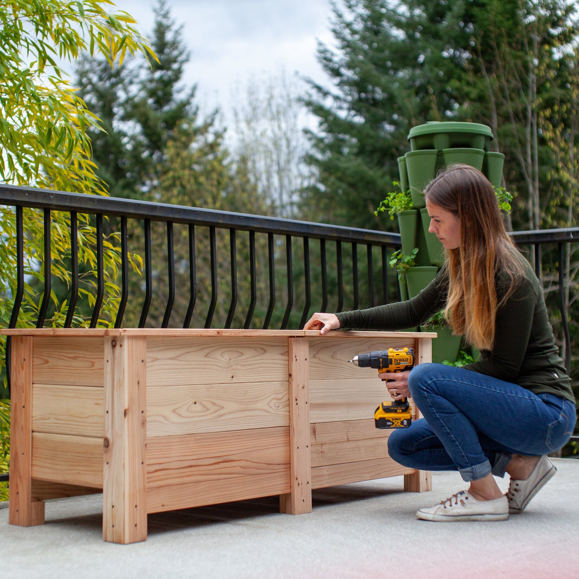 Natural Cedar Planter Boxes 14" 14" option3