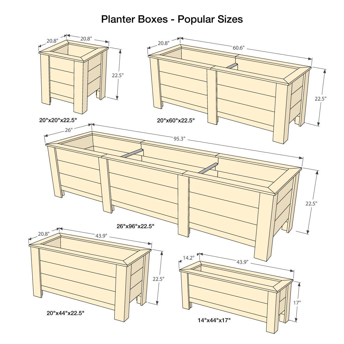 Natural Cedar Planter Boxes 14" 14" option3
